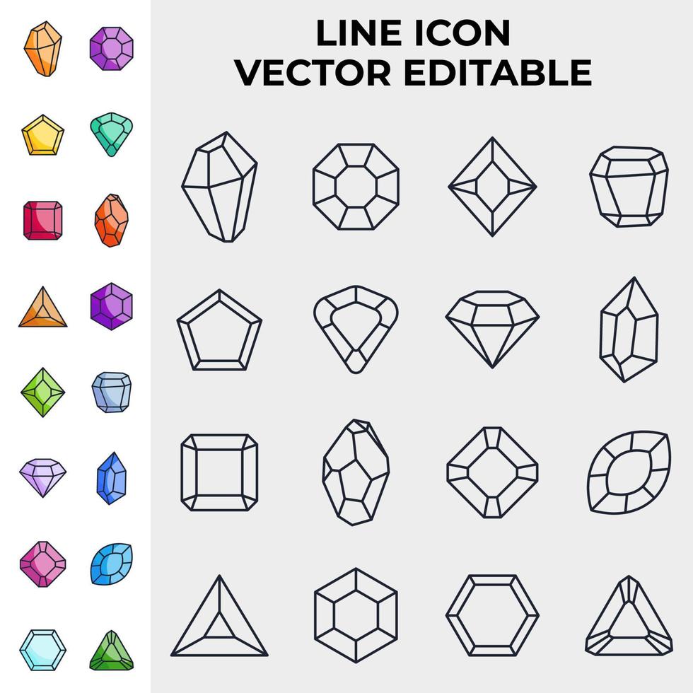 gemas joyas y diamantes conjunto icono símbolo plantilla para diseño gráfico y web colección logo vector ilustración