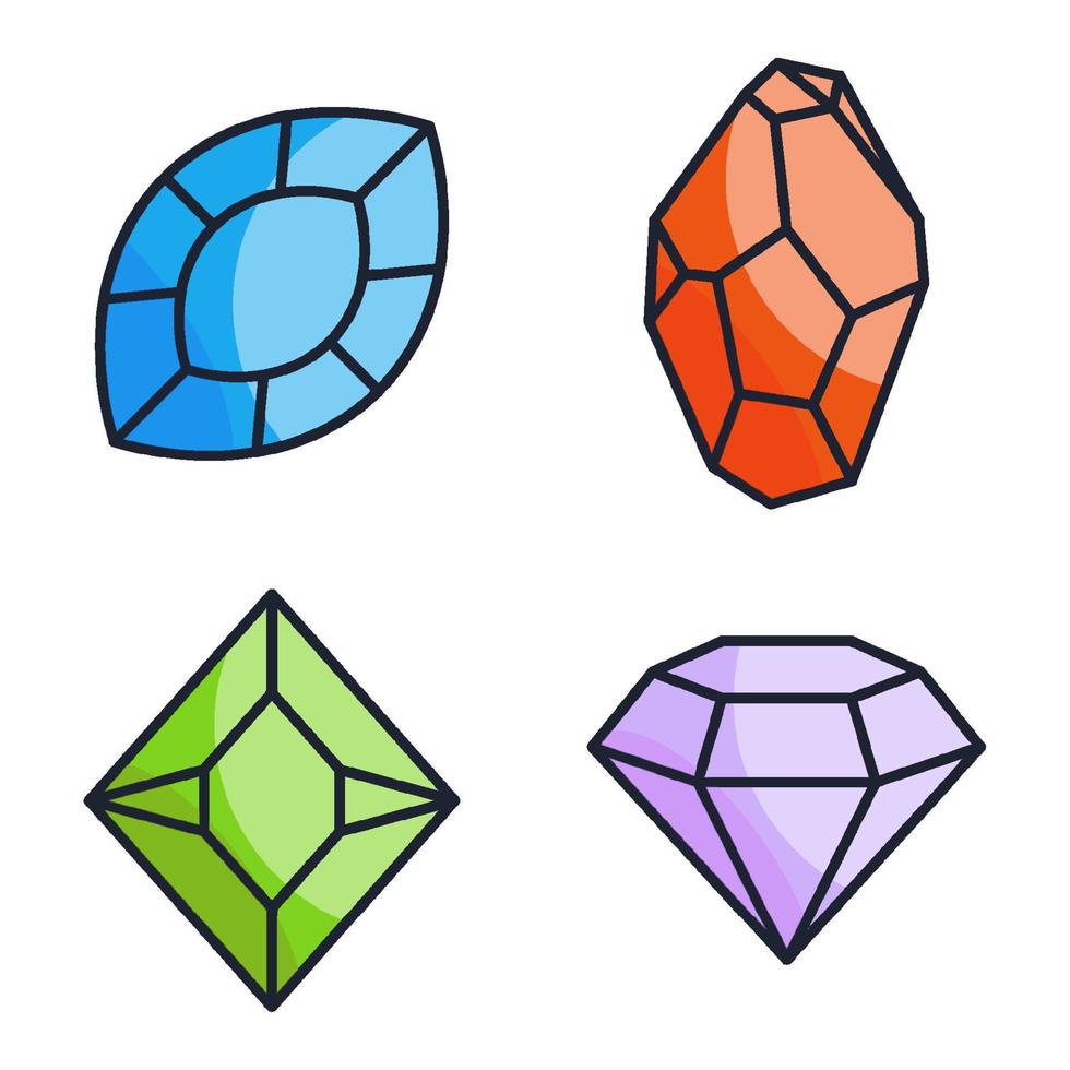 Gems Jewels and diamonds set icon symbol template for graphic and web design collection logo vector illustration