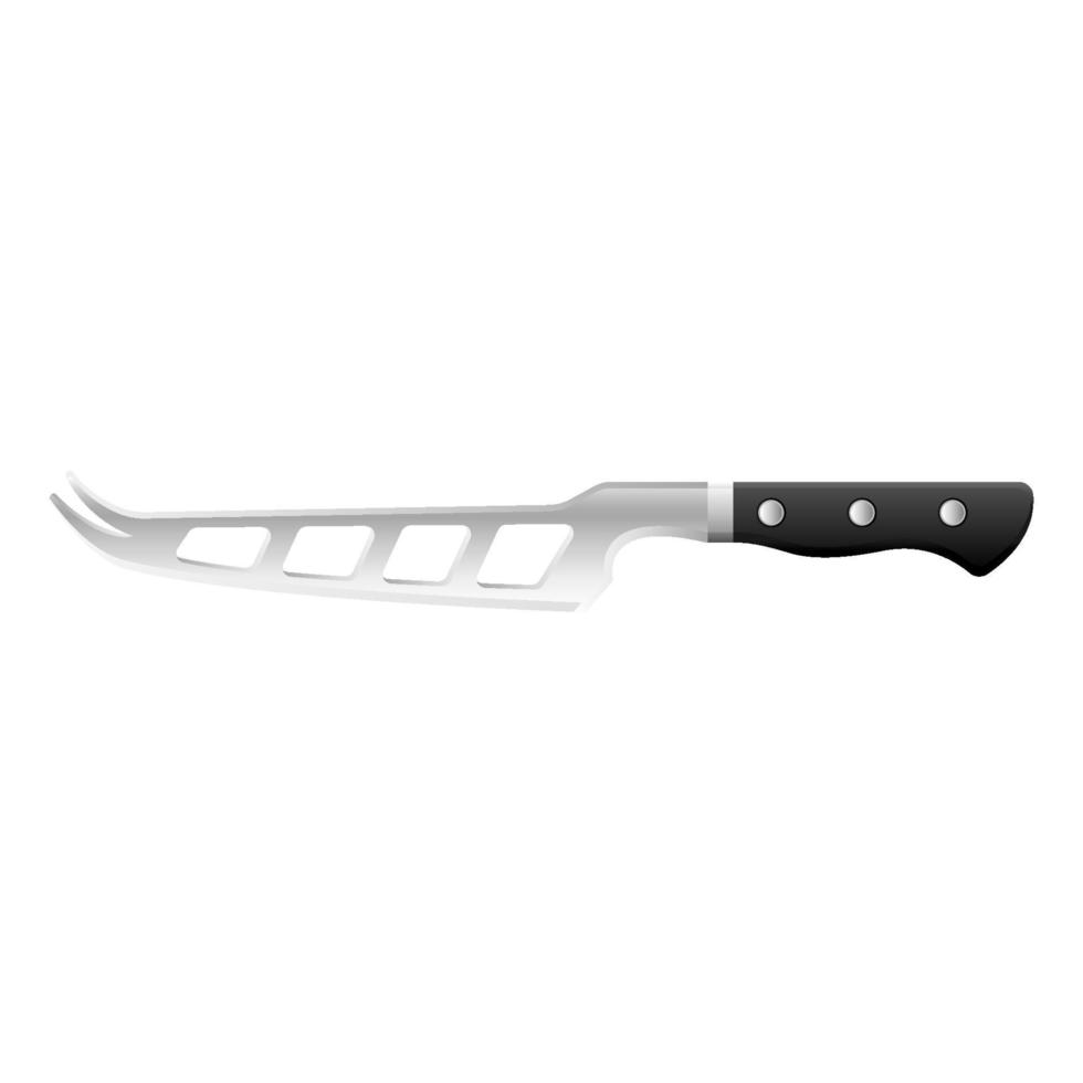 Cartoon kitchenware cultery knife with holes gray gradient color vector