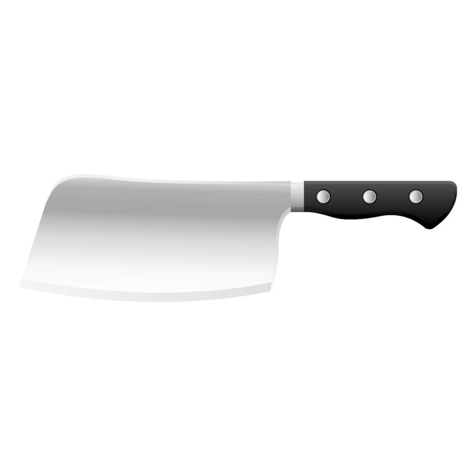 utensilios de cocina de dibujos animados cubiertos cuchillo de carnicero color degradado gris vector