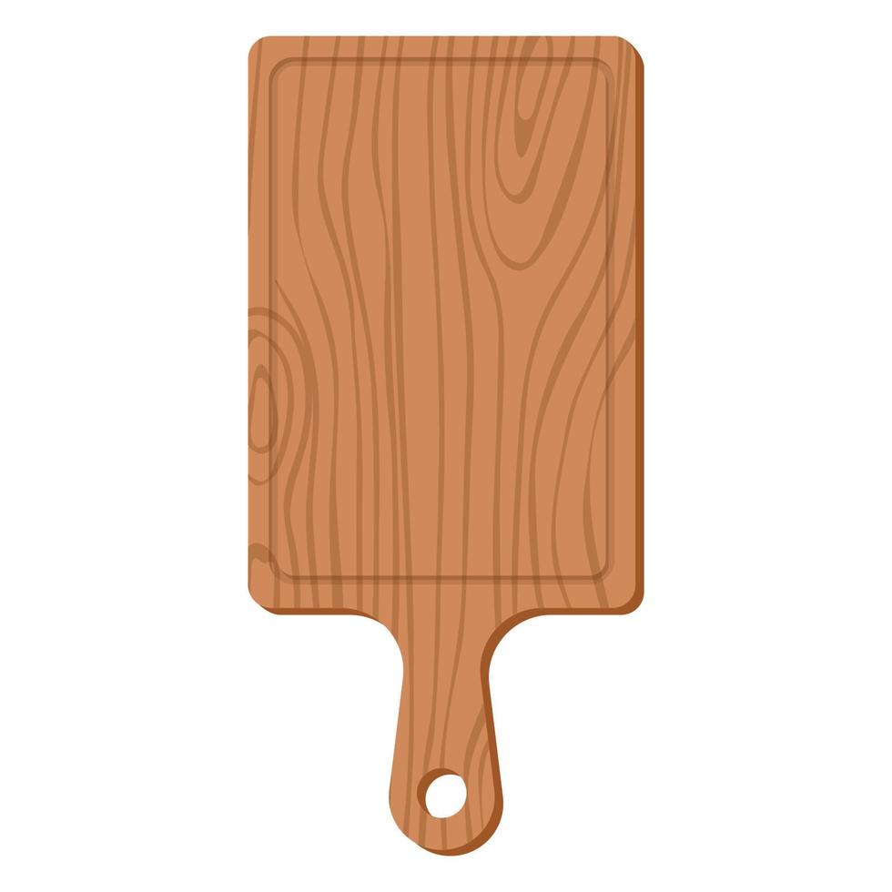 Cartoon nature wooden kitchenware utensil chopping board with wood grain texture vector