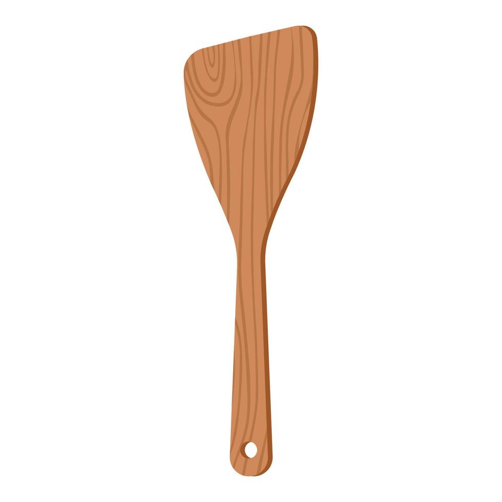 espátula de ensalada de utensilio de cocina de madera de naturaleza de dibujos animados con textura de grano de madera vector