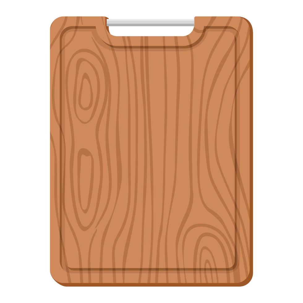 Cartoon nature wooden kitchenware utensil square cutting board with wood grain texture vector