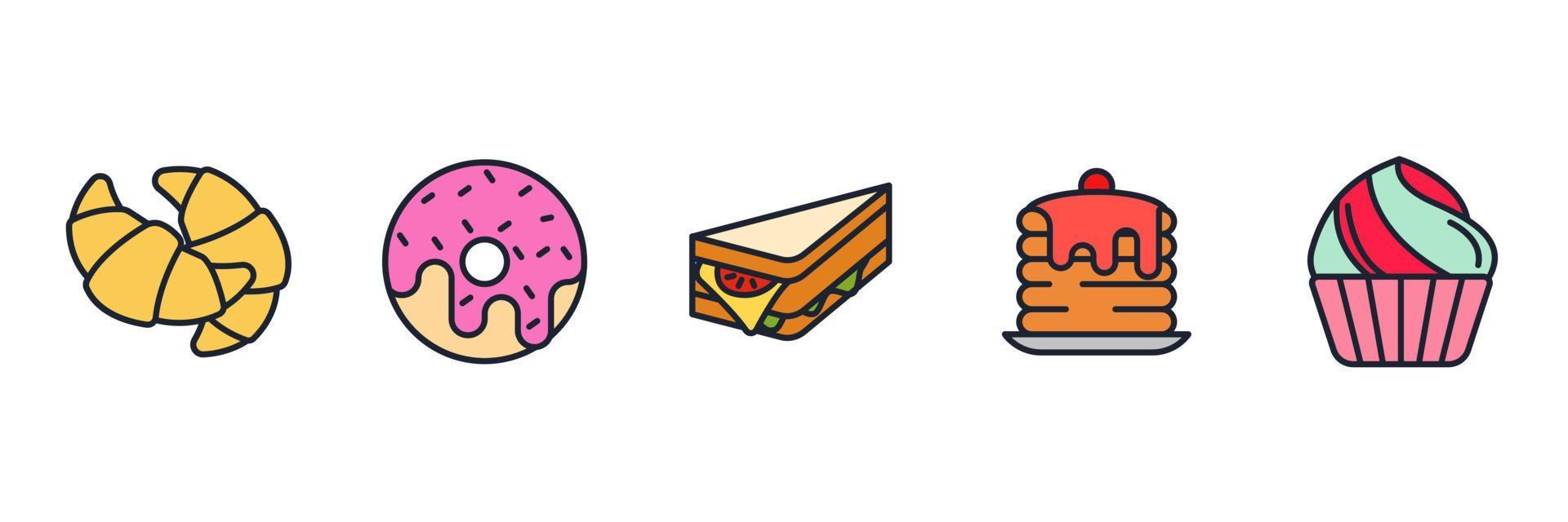 conjunto de elementos de comida rápida plantilla de símbolo de icono para la ilustración de vector de logotipo de colección de diseño gráfico y web
