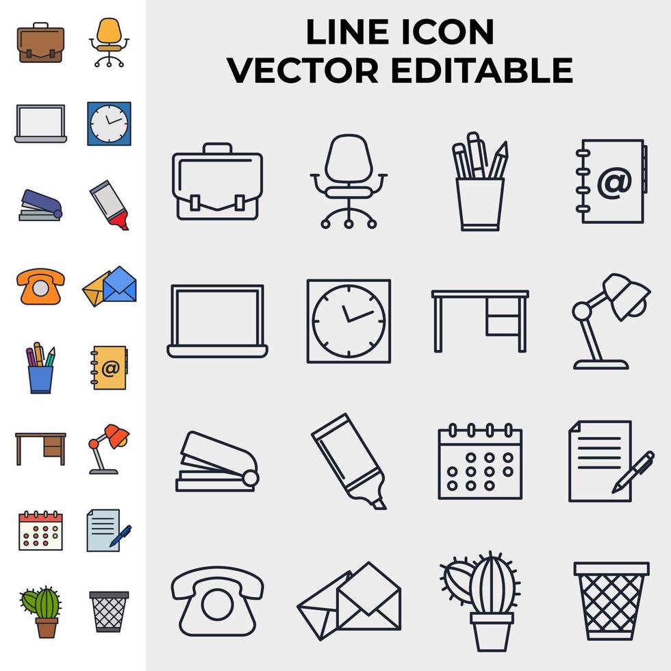 Office workspace set icon symbol template for graphic and web design collection logo vector illustration