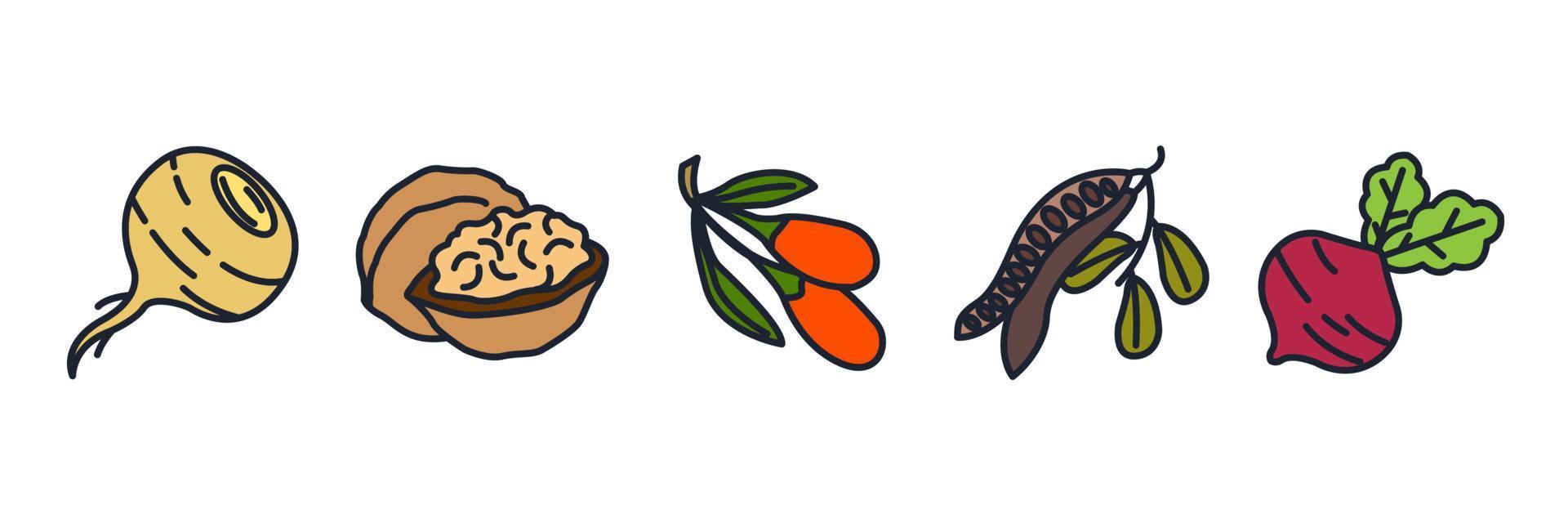 plantilla de símbolo de icono de conjunto de verduras para ilustración de vector de logotipo de colección de diseño gráfico y web