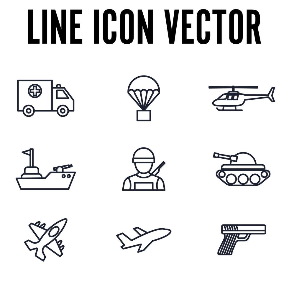 plantilla de símbolo de icono de conjunto de guerra para ilustración de vector de logotipo de colección de diseño gráfico y web