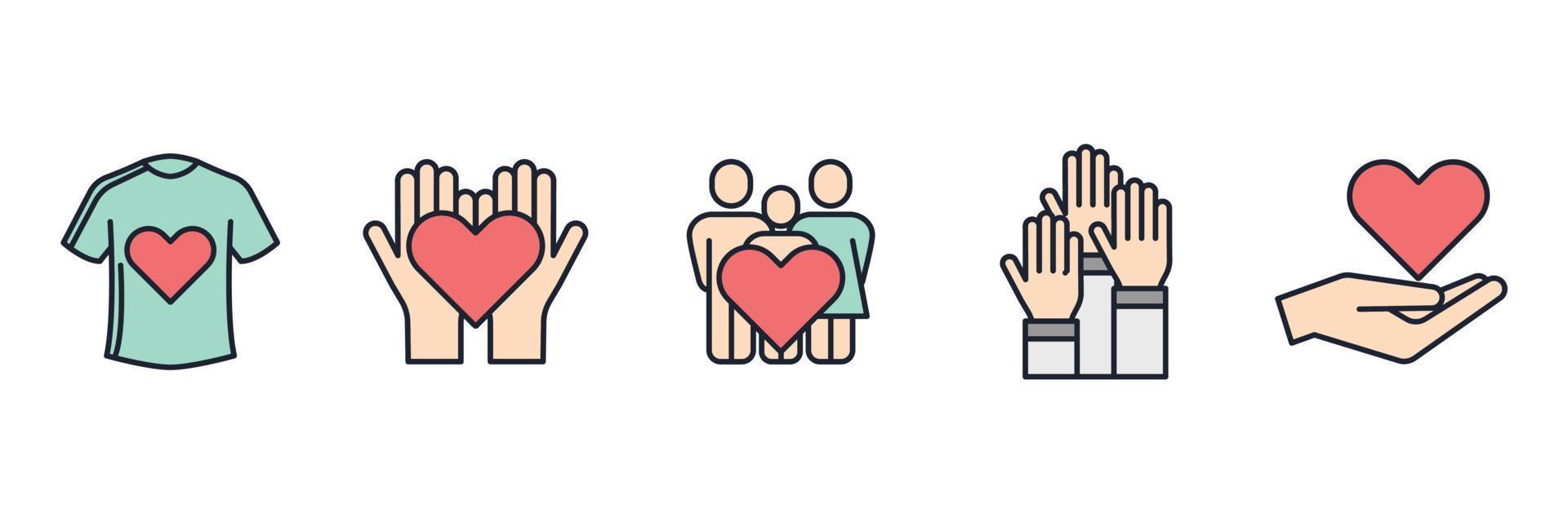 charity set icon symbol template for graphic and web design collection logo vector illustration