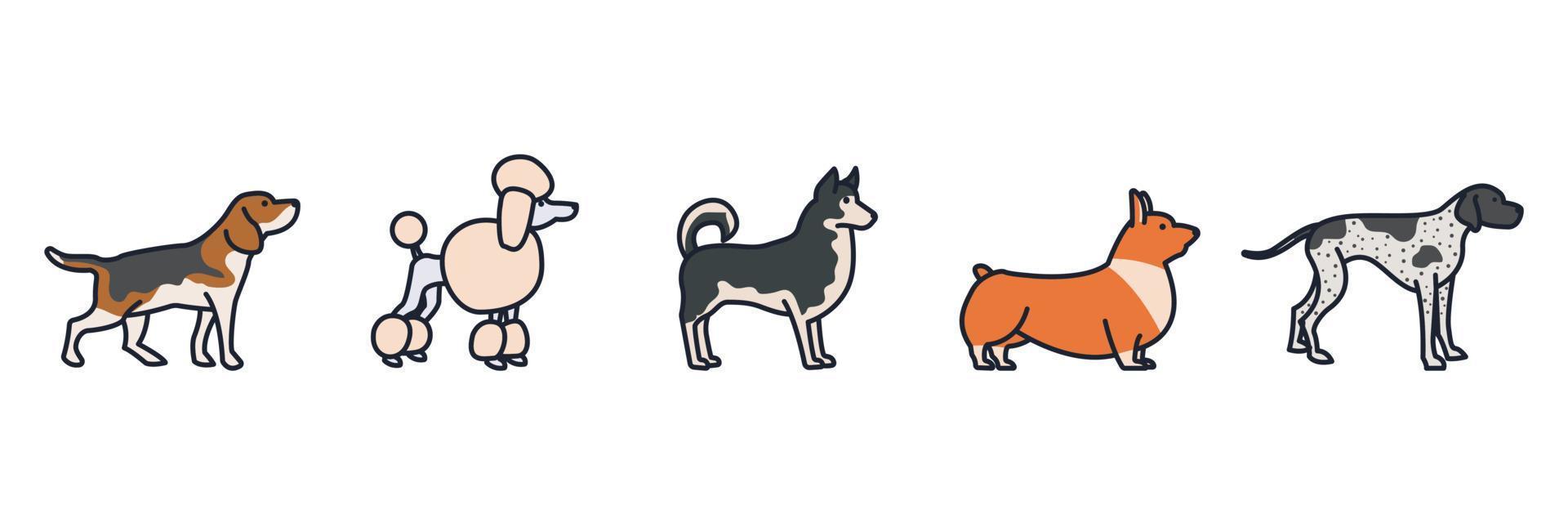 perros establecer plantilla de símbolo de icono para ilustración de vector de logotipo de colección de diseño gráfico y web