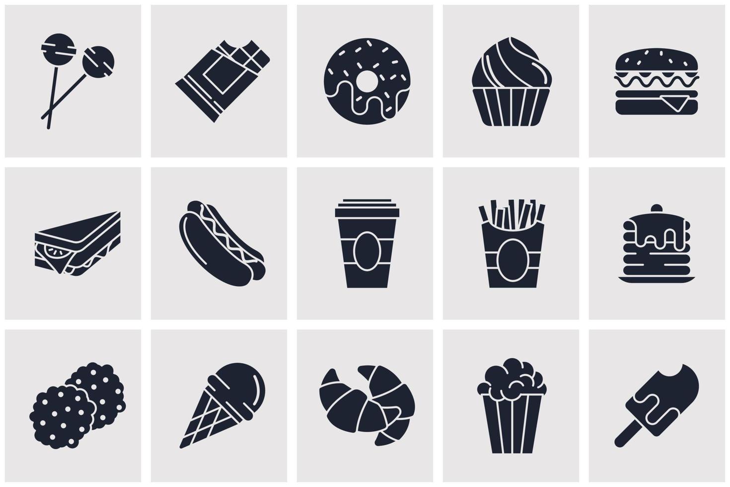 conjunto de elementos de comida rápida plantilla de símbolo de icono para la ilustración de vector de logotipo de colección de diseño gráfico y web