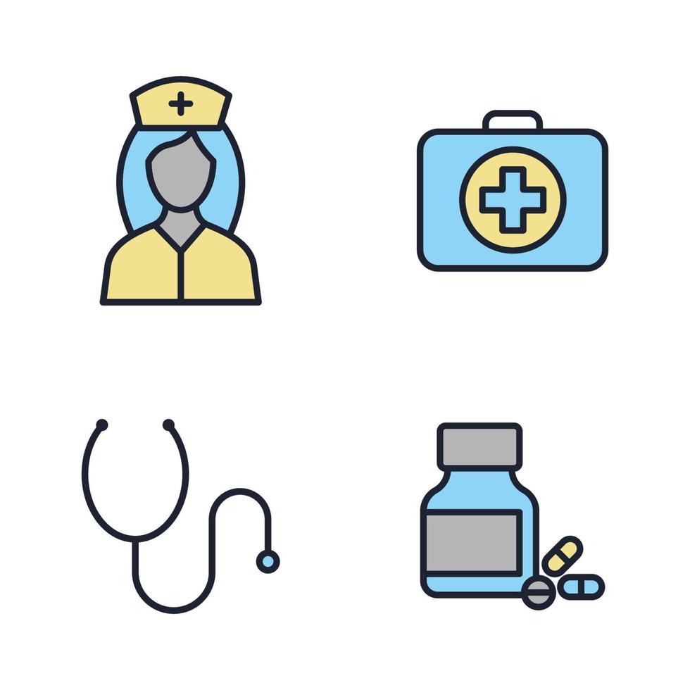 conjunto de elementos de medicina y salud plantilla de símbolo de icono para la ilustración de vector de logotipo de colección de diseño gráfico y web