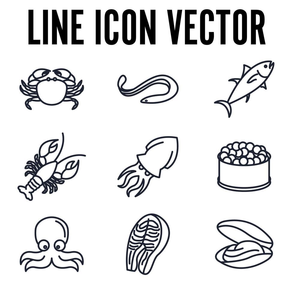 Fish and seafood set icon symbol template for graphic and web design collection logo vector illustration