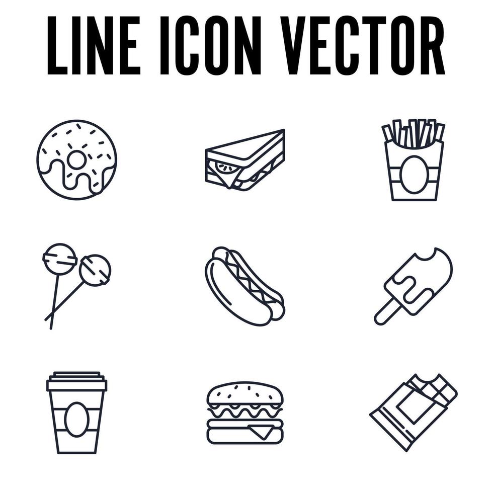 conjunto de elementos de comida rápida plantilla de símbolo de icono para la ilustración de vector de logotipo de colección de diseño gráfico y web