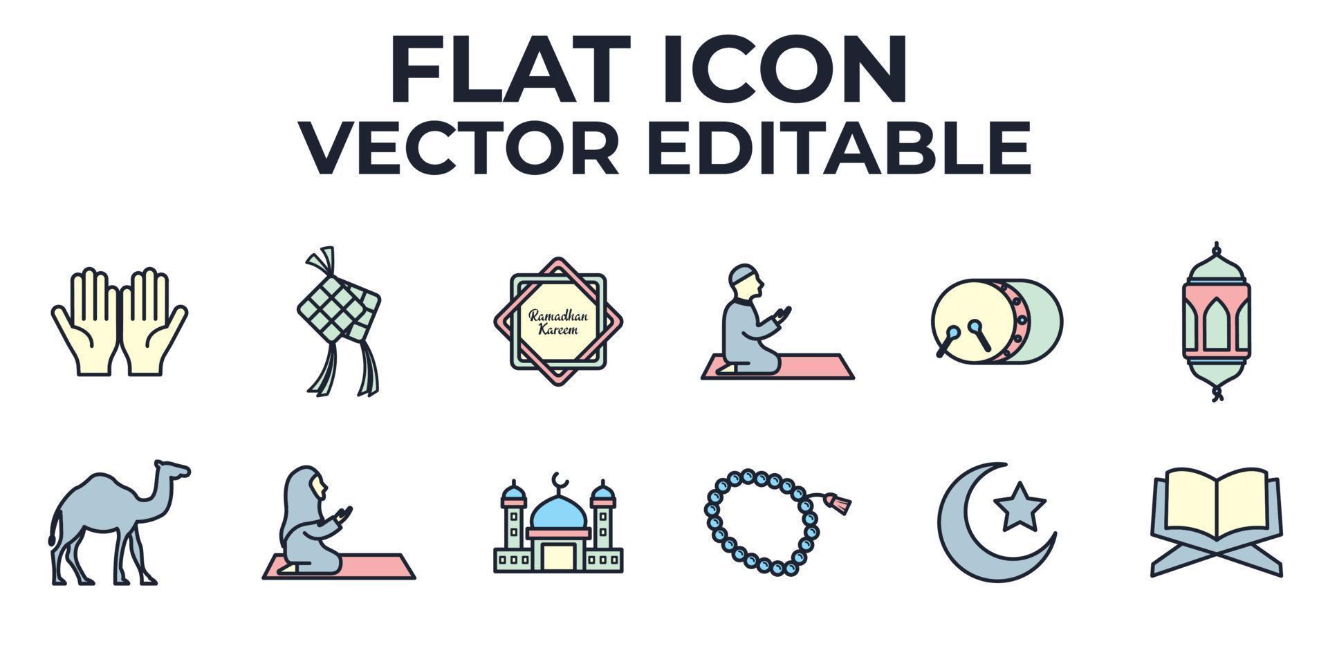 Popular Islamic. Ramadan Kareem elements set icon symbol template for graphic and web design collection logo vector illustration
