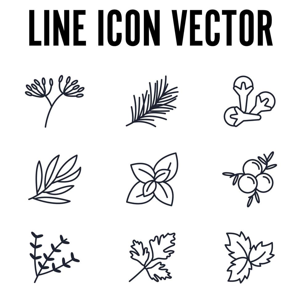 conjunto de elementos de especias, condimentos y hierbas plantilla de símbolo de icono para ilustración de vector de logotipo de colección de diseño gráfico y web