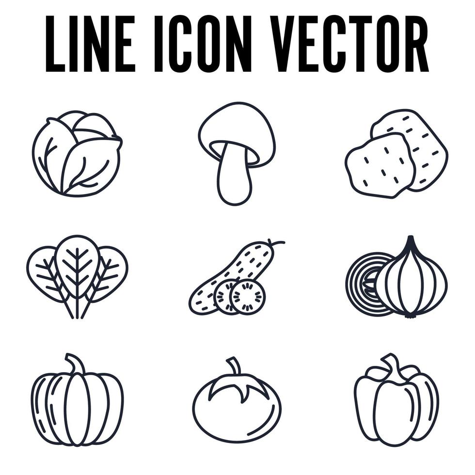 vegetariano, elementos vegetales establecer plantilla de símbolo de icono para la ilustración de vector de logotipo de colección de diseño gráfico y web