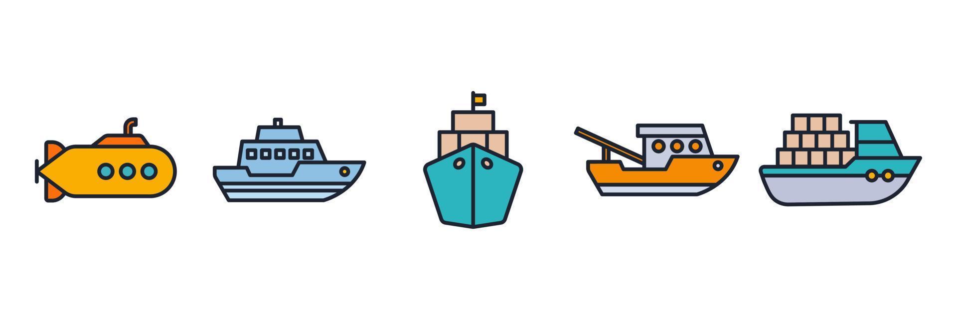 water transportation set icon symbol template for graphic and web design collection logo vector illustration