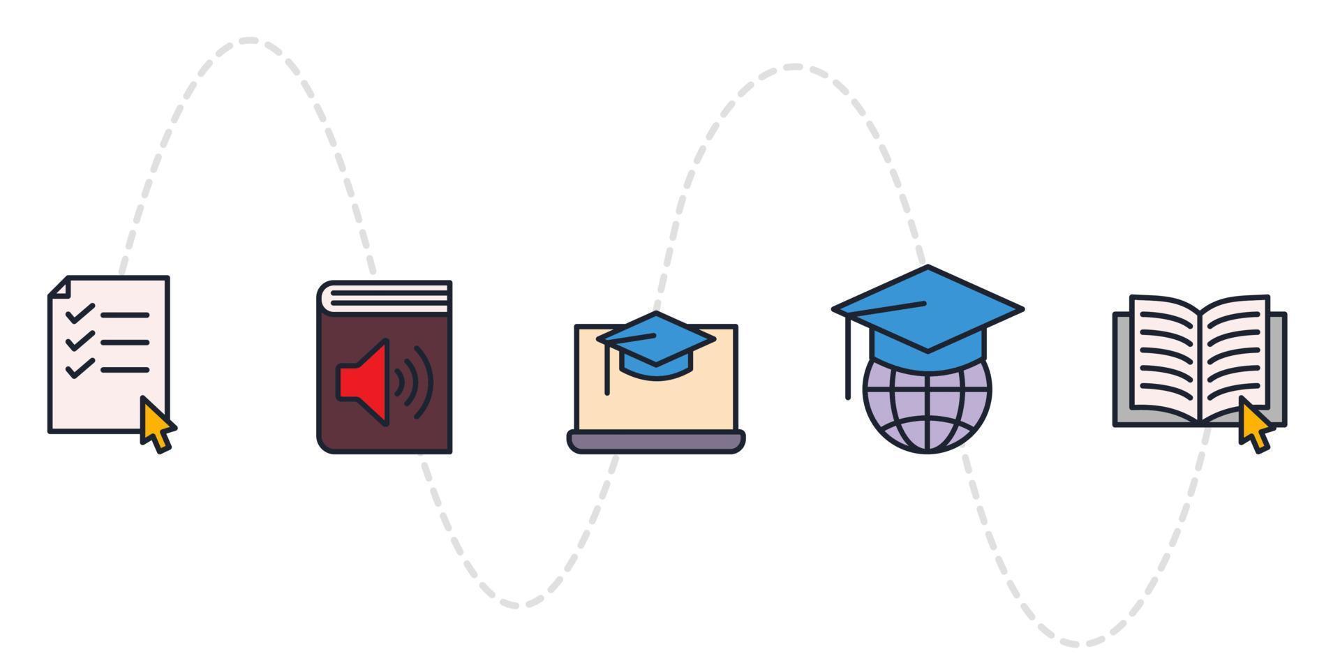 Online Education. e-learning set icon symbol template for graphic and web design collection logo vector illustration