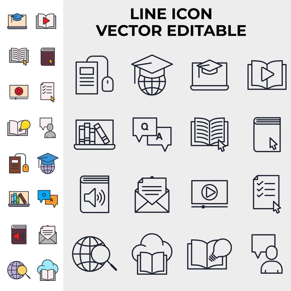 Online Education. e-learning set icon symbol template for graphic and web design collection logo vector illustration