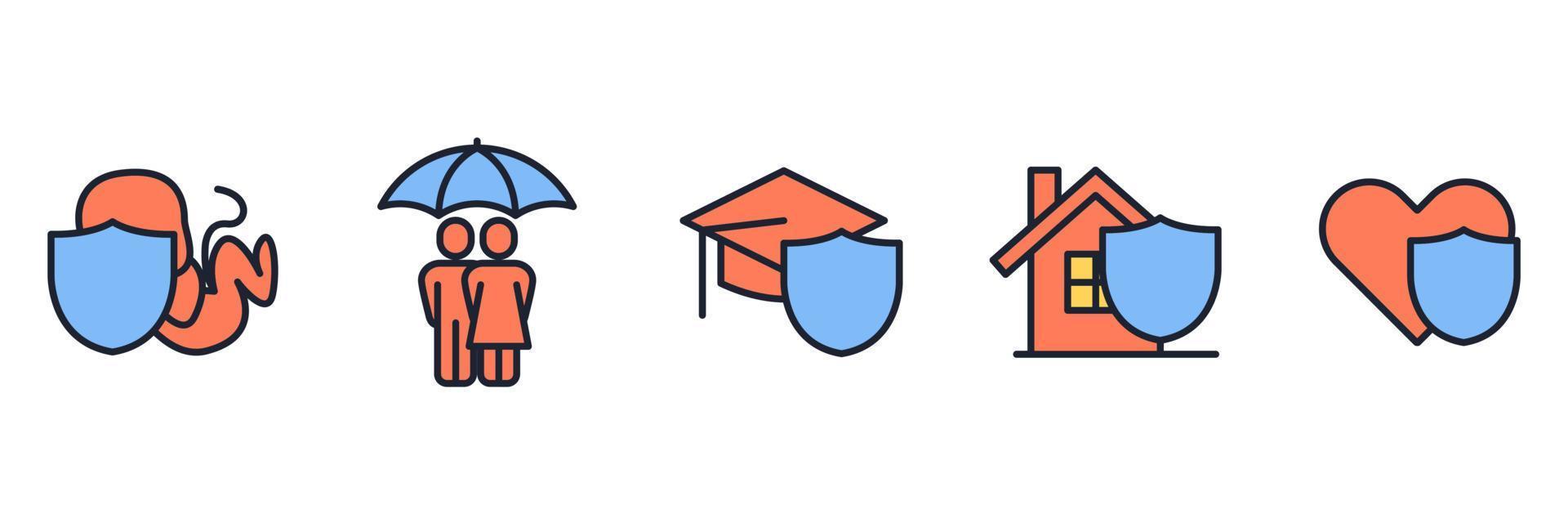 insurance set icon symbol template for graphic and web design collection logo vector illustration