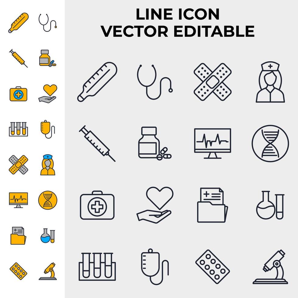 conjunto de elementos de medicina y salud plantilla de símbolo de icono para la ilustración de vector de logotipo de colección de diseño gráfico y web