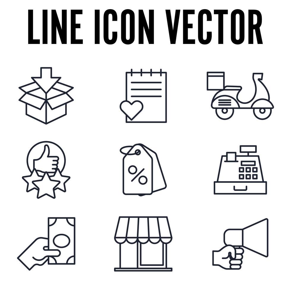 comercio electrónico Plantilla de símbolo de icono de conjunto de compras en línea para ilustración de vector de logotipo de colección de diseño gráfico y web