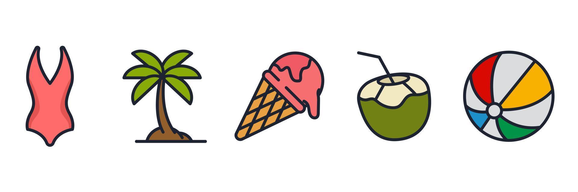 summer vacation set icon symbol template for graphic and web design collection logo vector illustration