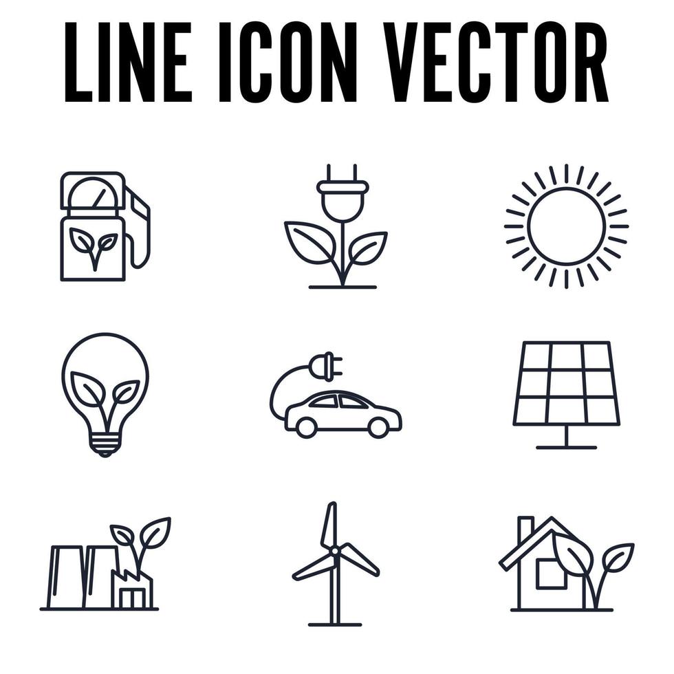 Respetuoso del medio ambiente. plantilla de símbolo de icono de conjunto de ecología para ilustración de vector de logotipo de colección de diseño gráfico y web