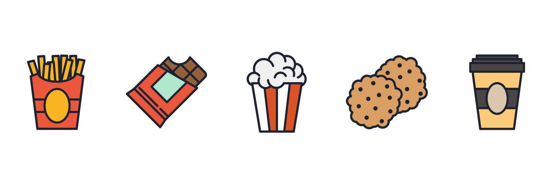 conjunto de elementos de comida rápida plantilla de símbolo de icono para la ilustración de vector de logotipo de colección de diseño gráfico y web