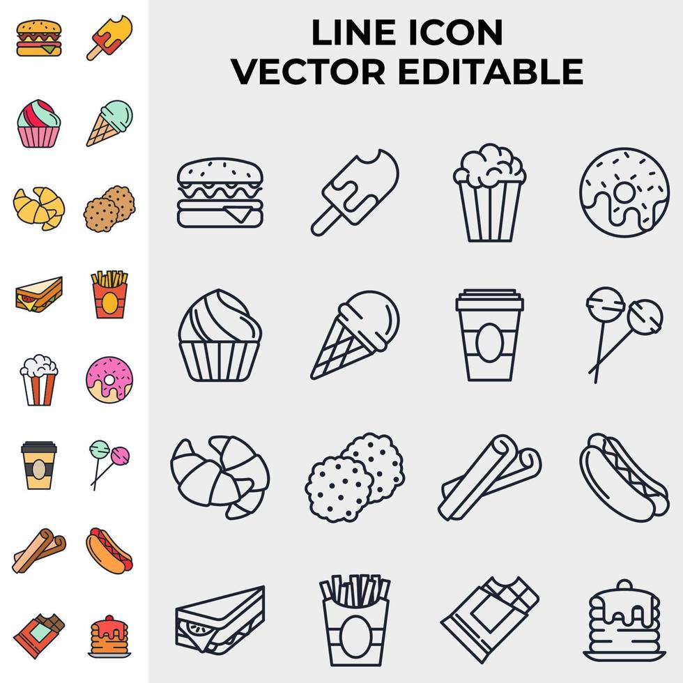 conjunto de elementos de comida rápida plantilla de símbolo de icono para la ilustración de vector de logotipo de colección de diseño gráfico y web