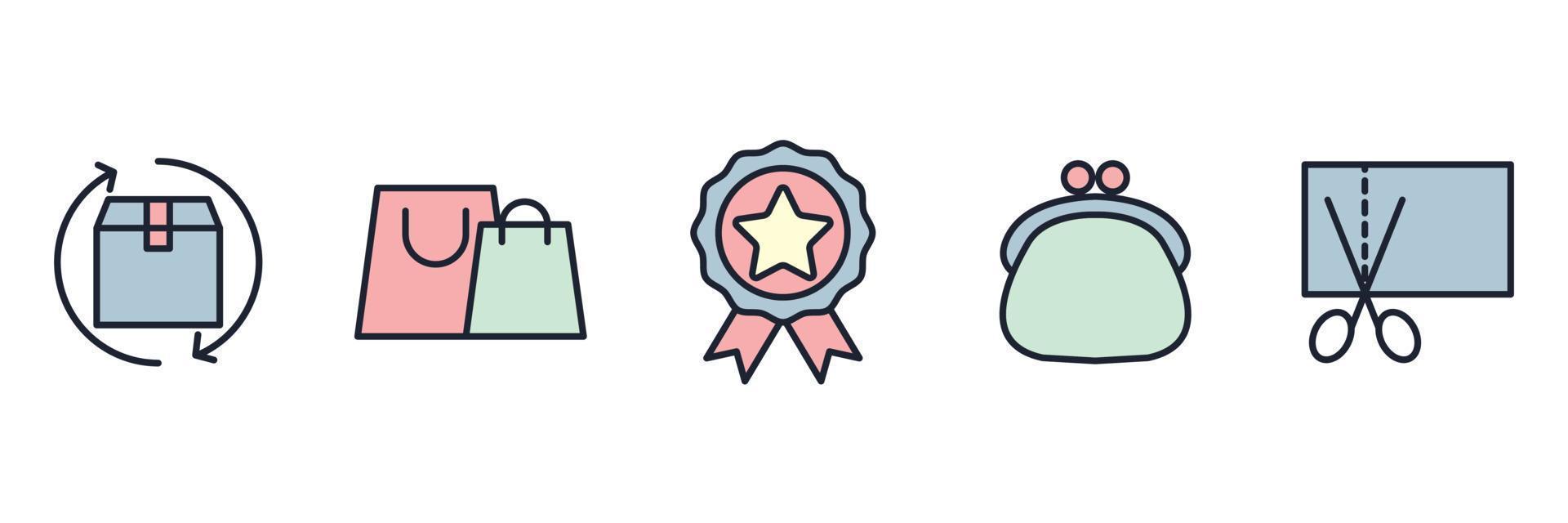Shopping malls, retail set icon symbol template for graphic and web design collection logo vector illustration