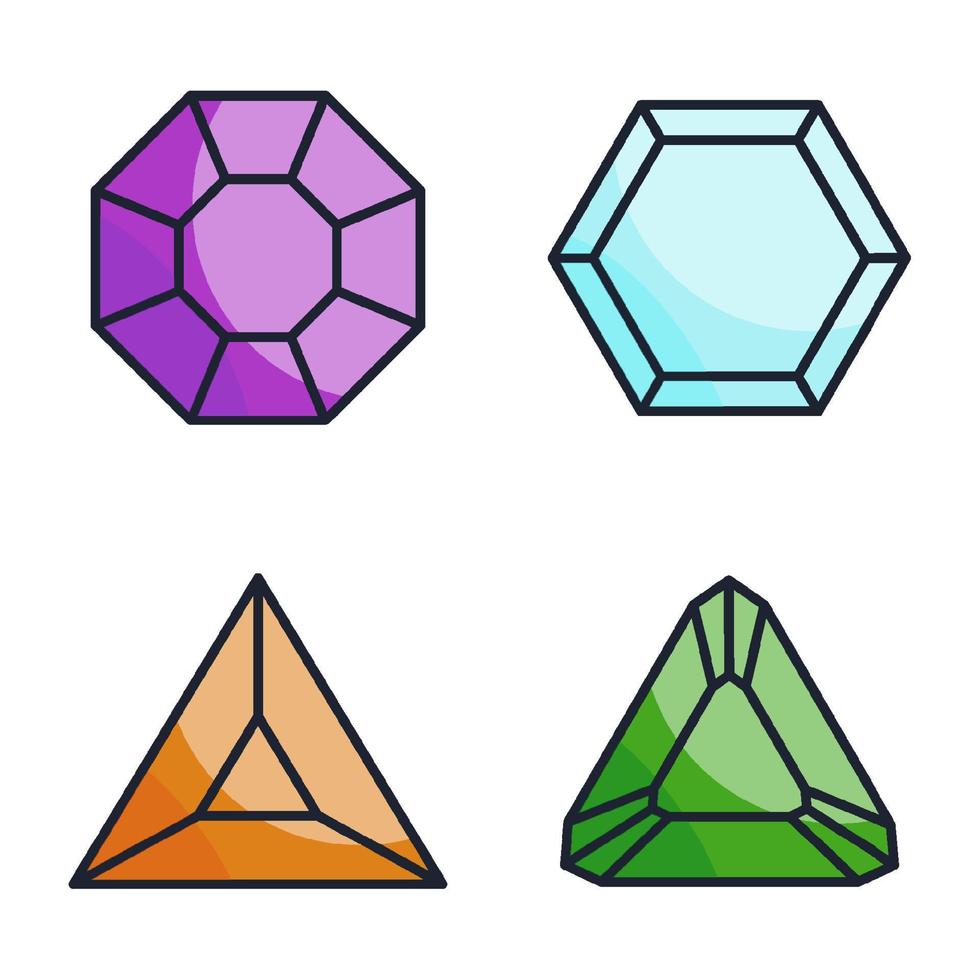 Gems Jewels and diamonds set icon symbol template for graphic and web design collection logo vector illustration