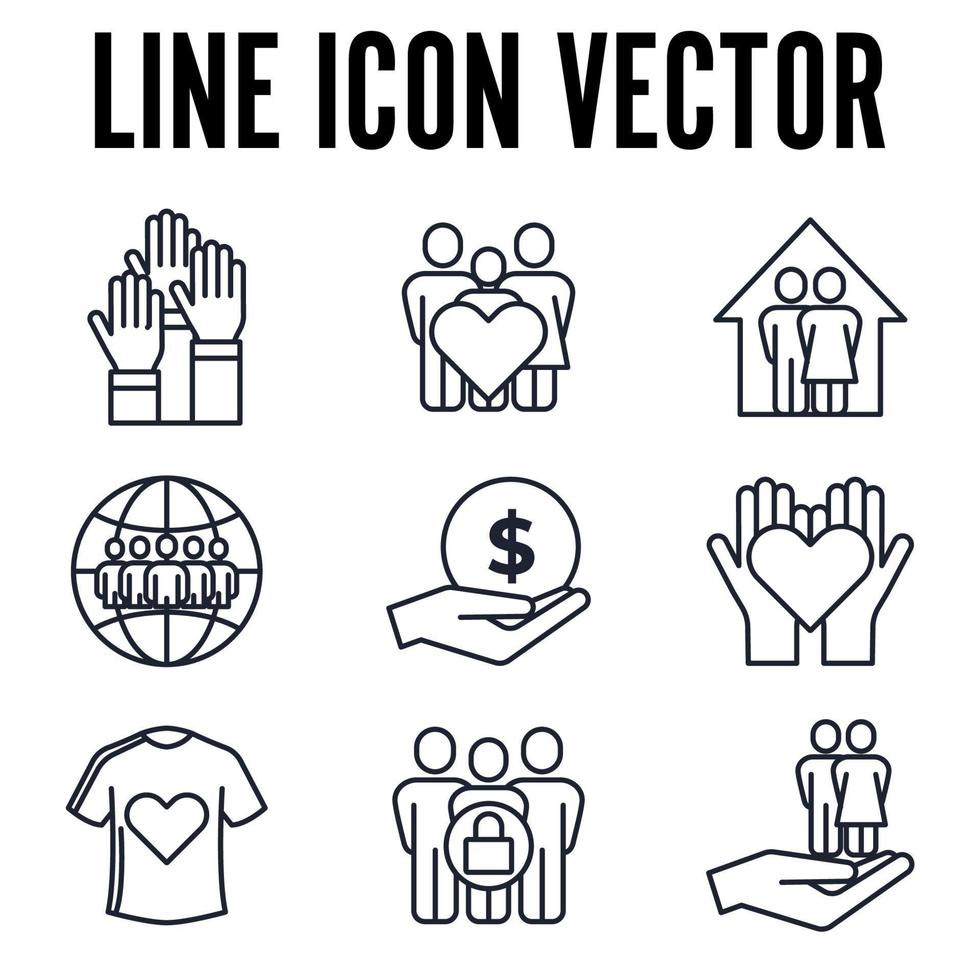 charity set icon symbol template for graphic and web design collection logo vector illustration