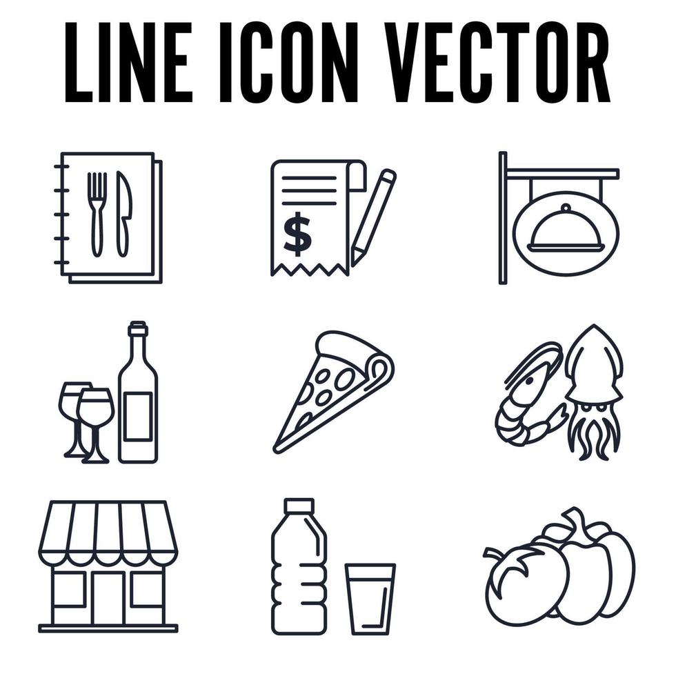 plantilla de símbolo de icono de conjunto de restaurante para ilustración de vector de logotipo de colección de diseño gráfico y web