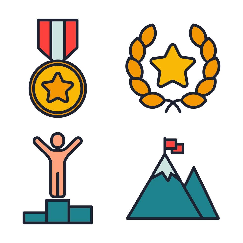winning awards set icon symbol template for graphic and web design collection logo vector illustration