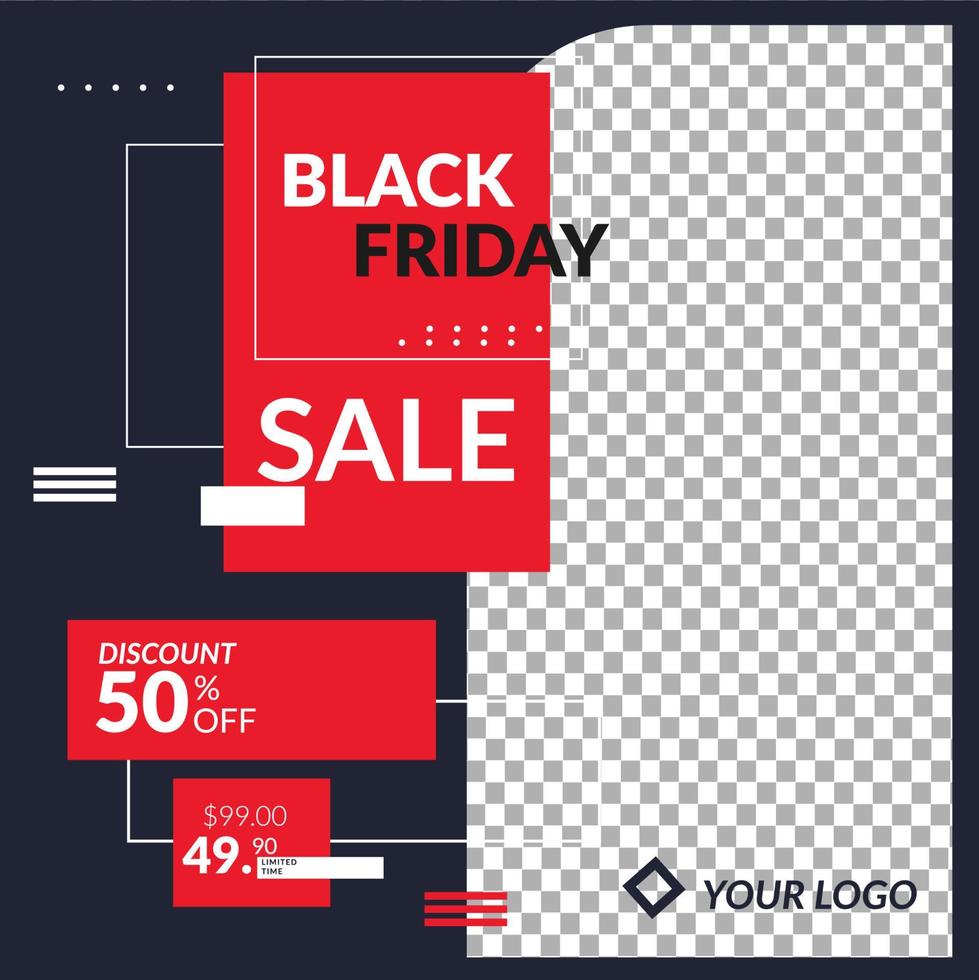 black friday sosial media post template design vector