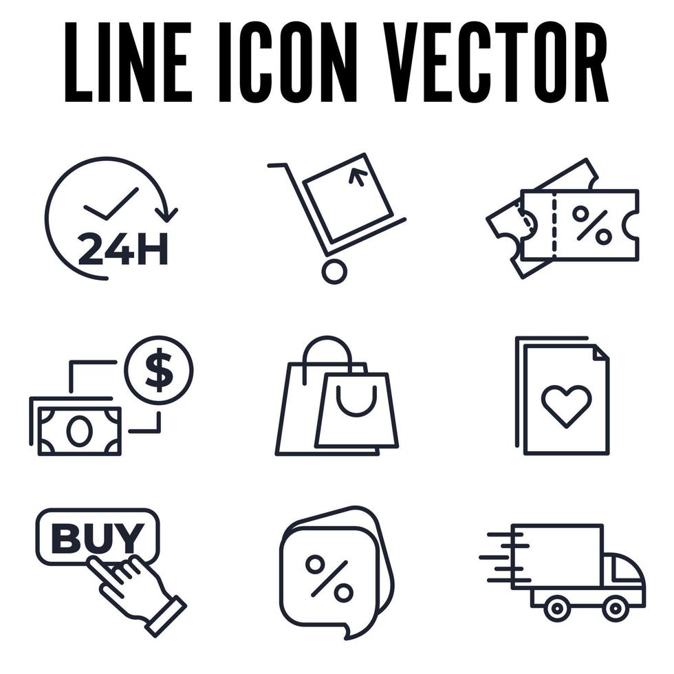 comercio electrónico, conjunto de compras en línea plantilla de símbolo de icono para la ilustración de vector de logotipo de colección de diseño gráfico y web