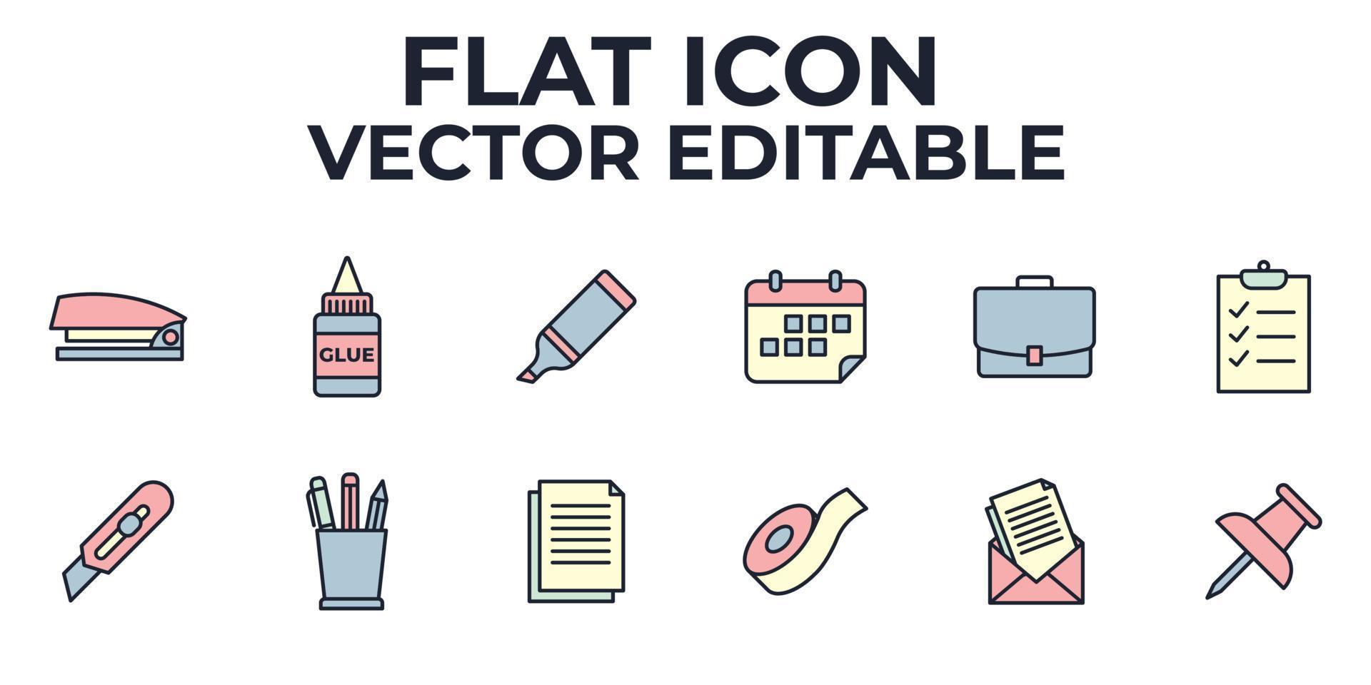 office stationery elements set icon symbol template for graphic and web design collection logo vector illustration