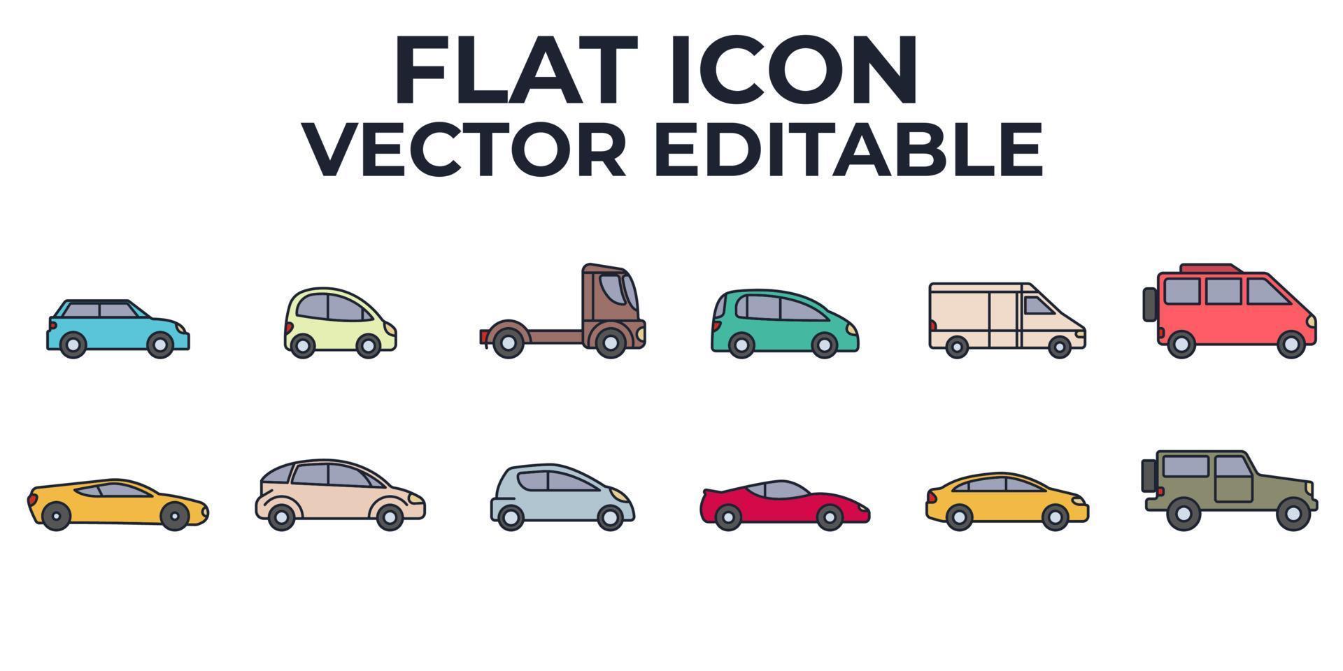 plantilla de símbolo de icono de conjunto de transporte de coche para ilustración de vector de logotipo de colección de diseño gráfico y web