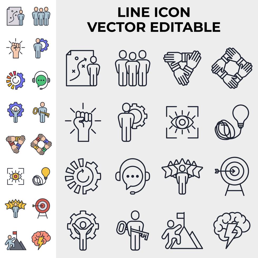 plantilla de símbolo de icono de conjunto de trabajo en equipo de negocios para ilustración de vector de logotipo de colección de diseño gráfico y web