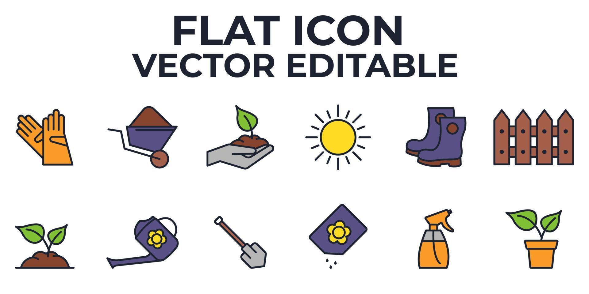 Flower and Gardening set icon symbol template for graphic and web design collection logo vector illustration