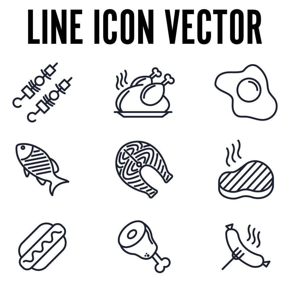 Meat food set icon symbol template for graphic and web design collection logo vector illustration