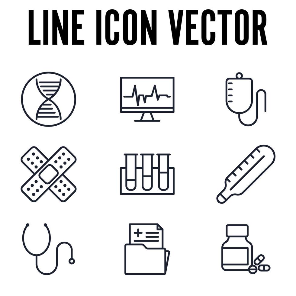 conjunto de elementos de medicina y salud plantilla de símbolo de icono para la ilustración de vector de logotipo de colección de diseño gráfico y web