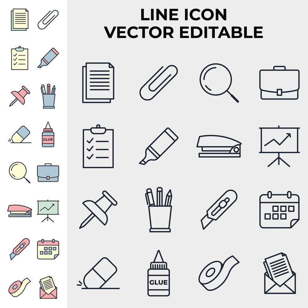 conjunto de elementos de papelería de oficina plantilla de símbolo de icono para ilustración de vector de logotipo de colección de diseño gráfico y web