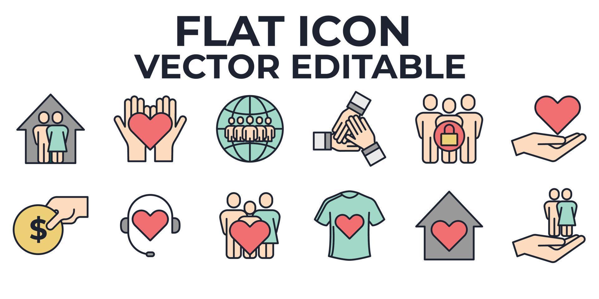 charity set icon symbol template for graphic and web design collection logo vector illustration