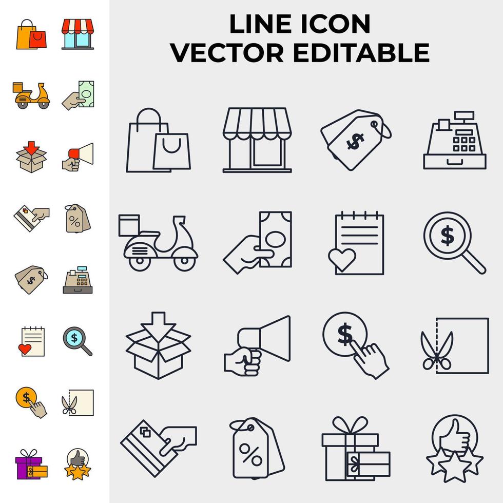 comercio electrónico Plantilla de símbolo de icono de conjunto de compras en línea para ilustración de vector de logotipo de colección de diseño gráfico y web