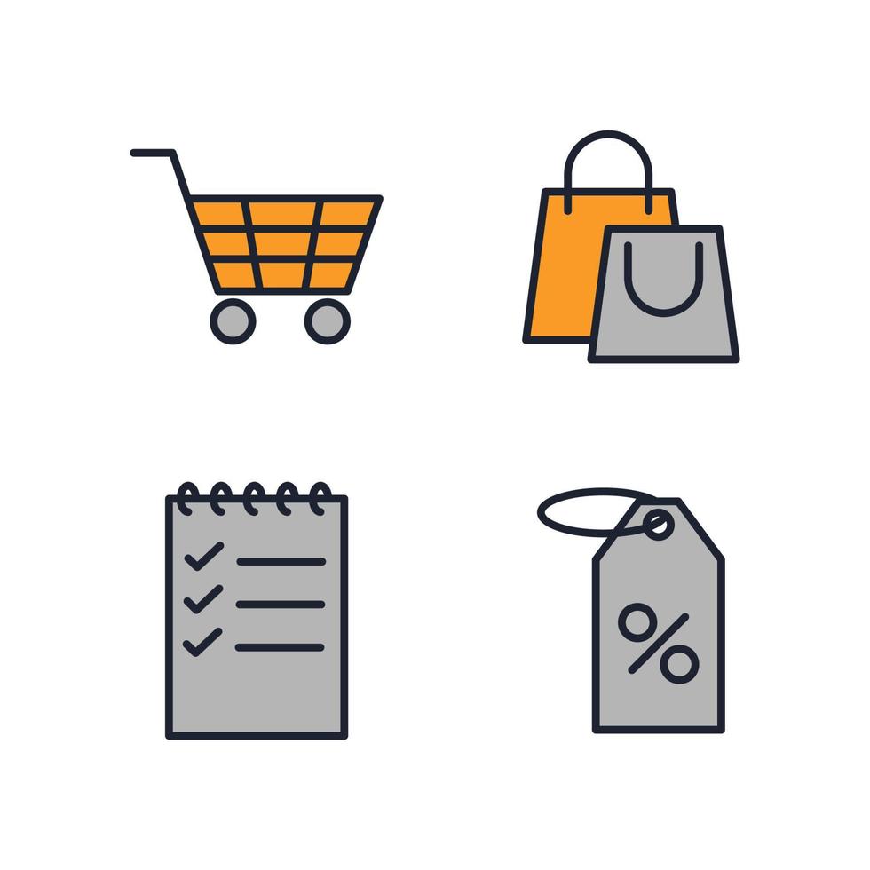 conjunto de elementos de compras en el mercado plantilla de símbolo de icono para ilustración de vector de logotipo de colección de diseño gráfico y web