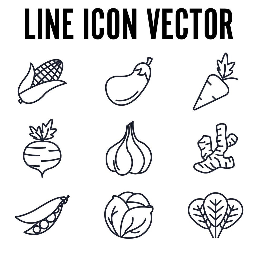 vegetariano, elementos vegetales establecer plantilla de símbolo de icono para la ilustración de vector de logotipo de colección de diseño gráfico y web