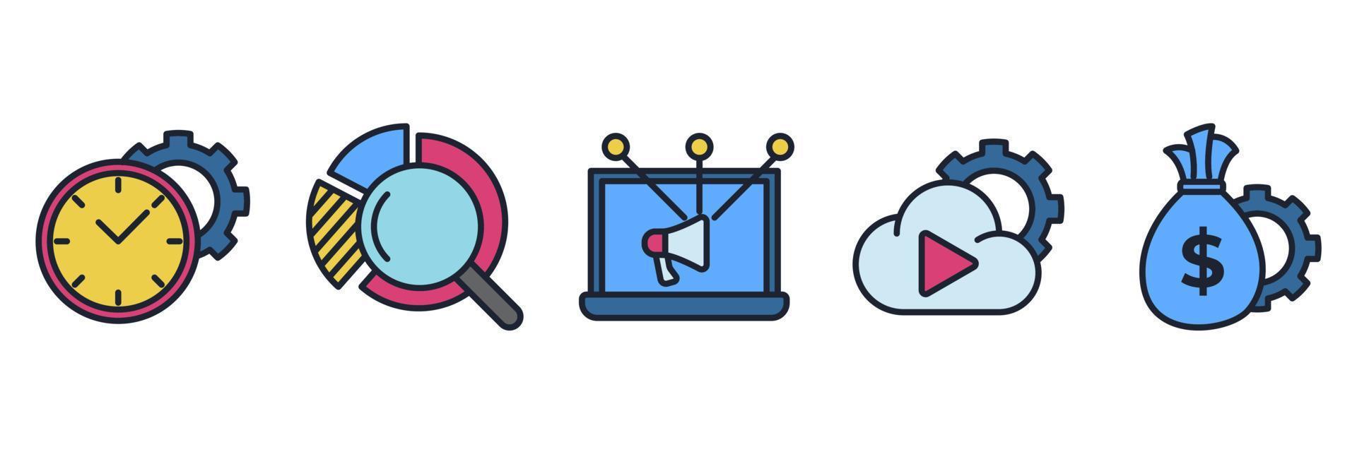 business, digital marketing set icon symbol template for graphic and web design collection logo vector illustration