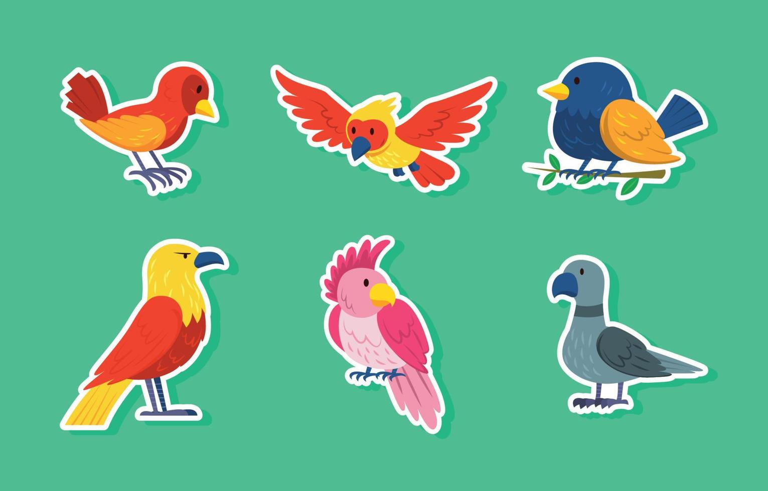 Journal Template Birds Sticker Set vector